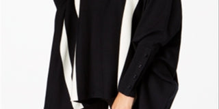 Alfani Women's Striped Poncho Sweater Black Size Petite S