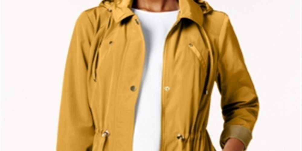 Charter Club Women's Water Resistant Hooded Anorak Jacket Yellow Size Petite S