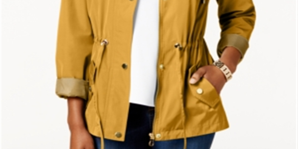 Charter Club Women's Water Resistant Hooded Anorak Jacket Yellow Size Petite S