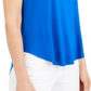 Alfani Women's Satin Trim High Low T-Shirt Cobalt  Size 2XL