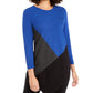 Alfani Women's Colorblocked Asymmetrical Tunic Blue Size Petite L