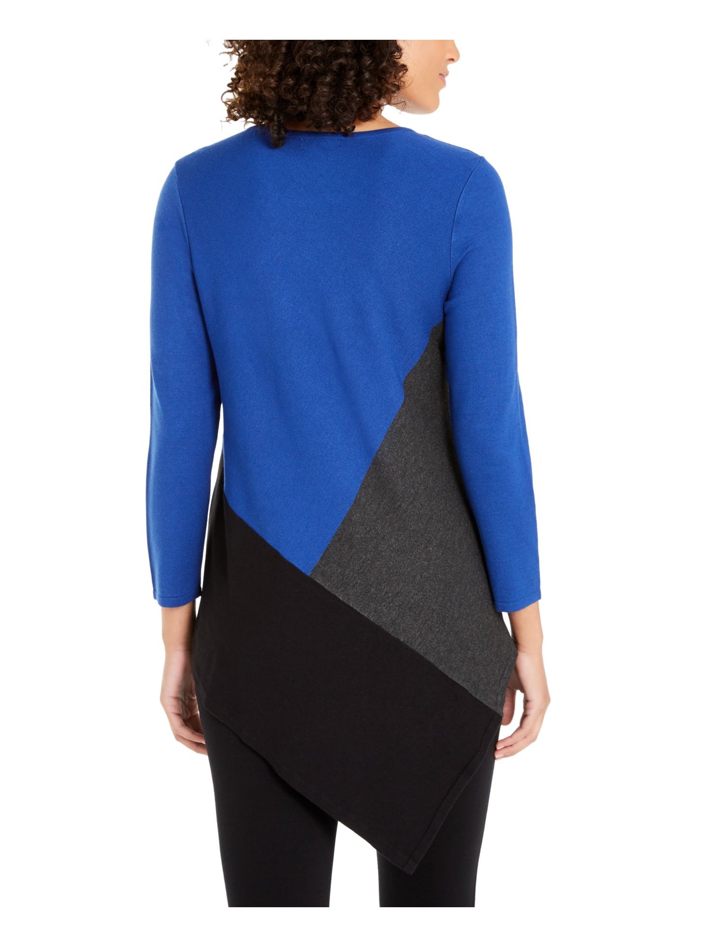 Alfani Women's Colorblocked Asymmetrical Tunic Blue Size Petite L