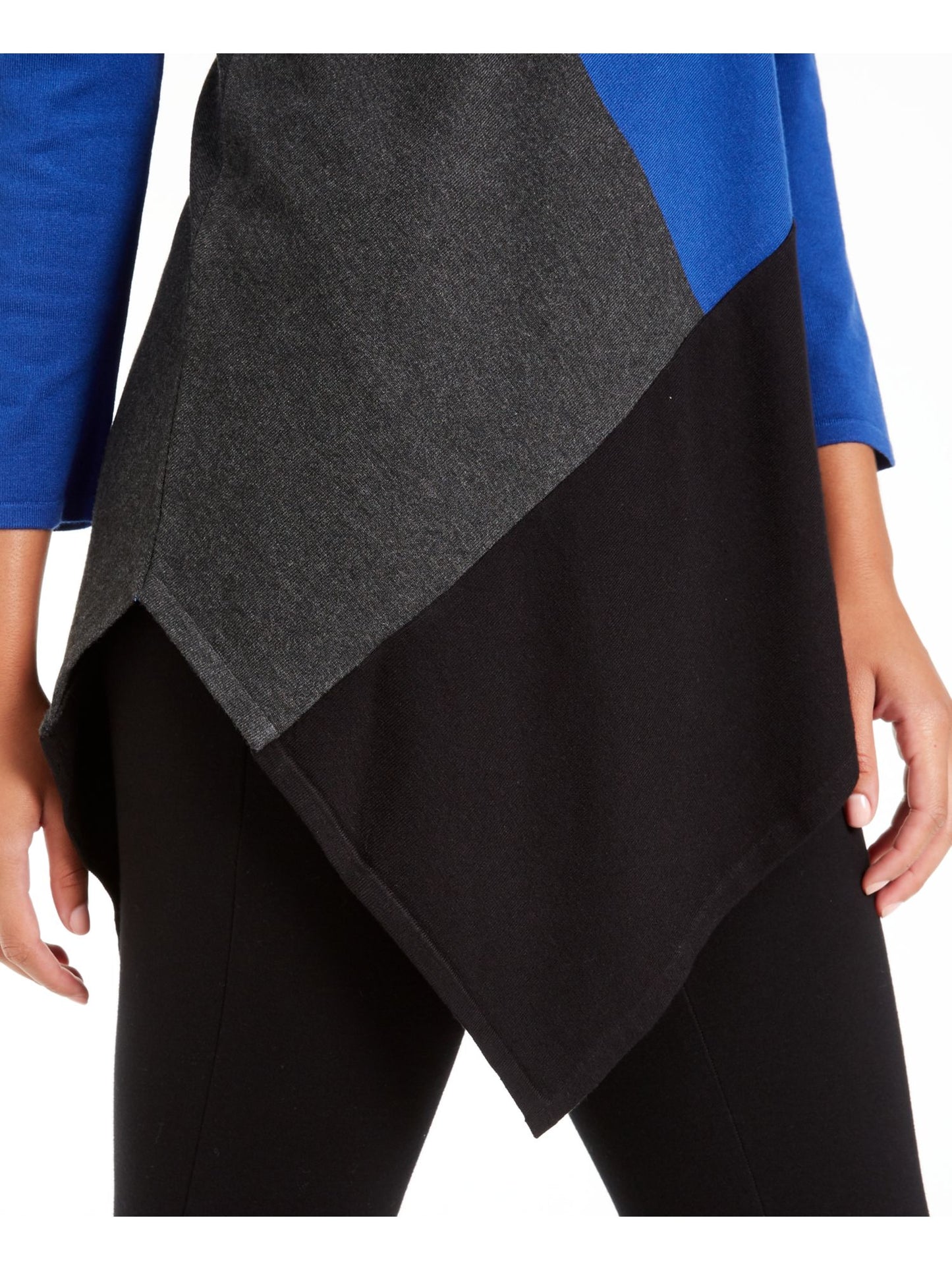 Alfani Women's Colorblocked Asymmetrical Tunic Blue Size Petite L