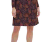 Tommy Hilfiger Women's Ruched  Keyhole Paisley Long Sleeve Mock Above The Knee Sheath Party Dress Black Size 2