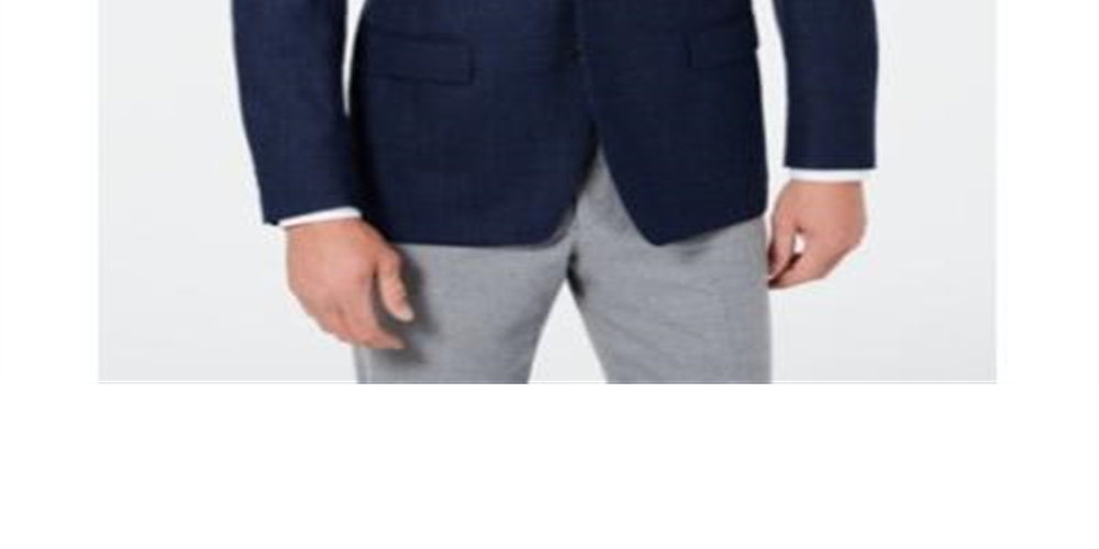 Lauren Ralph Lauren Men's Classic-Fit UltraFlex Stretch Navy Plaid Windowpane Sport Coat Navy Size 46