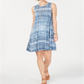 Style & Co Women's Printed Swing Dress Blue Size Petite S