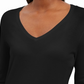 JM Collection Women's Button-Cuff V-Neck Pullover Sweater Black Size X-Small