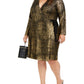 INC International Concepts Women's Plus Metallic Animal Prin Gold Size 0X
