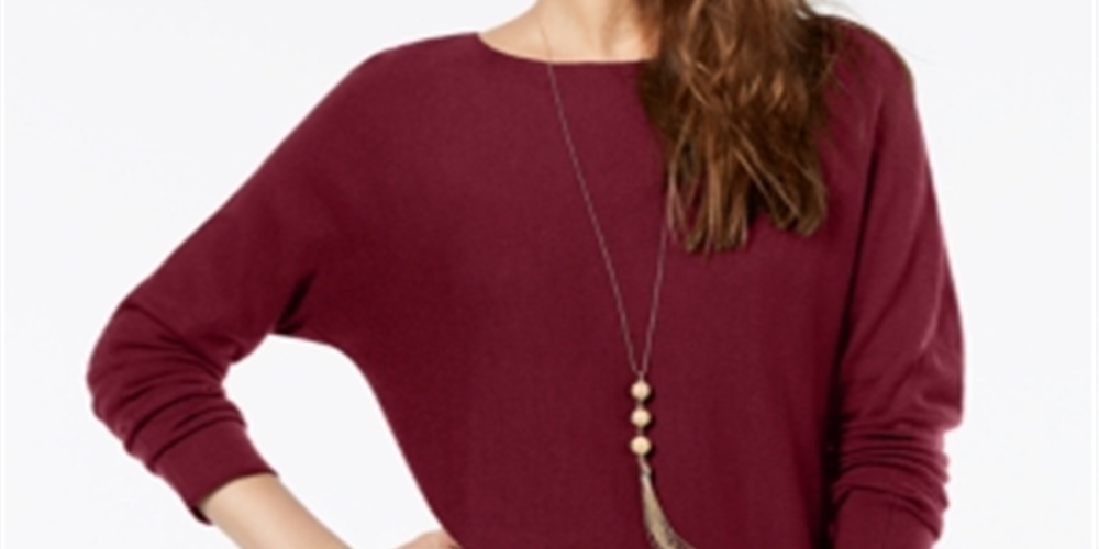 INC International Concepts Women's Sweater Tunic Red Size Petite L