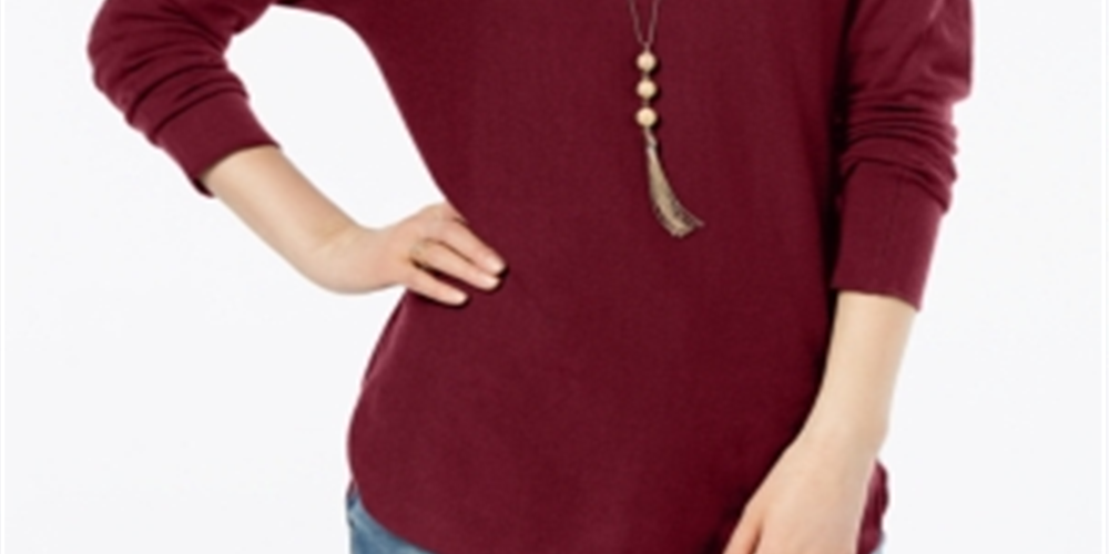 INC International Concepts Women's Sweater Tunic Red Size Petite L