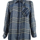 Style & Co Women's Plaid Shirt Sparkling Blue Size Petite M