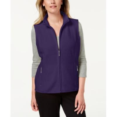Karen Scott Women's Sport Zip up Zeroproof Fleece Vest Purple Size X-Large