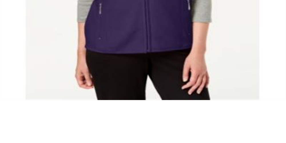 Karen Scott Women's Sport Zip up Zeroproof Fleece Vest Purple Size X-Large