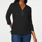 Karen Scott Women's Cotton Lace Up Shirt Black Size Small