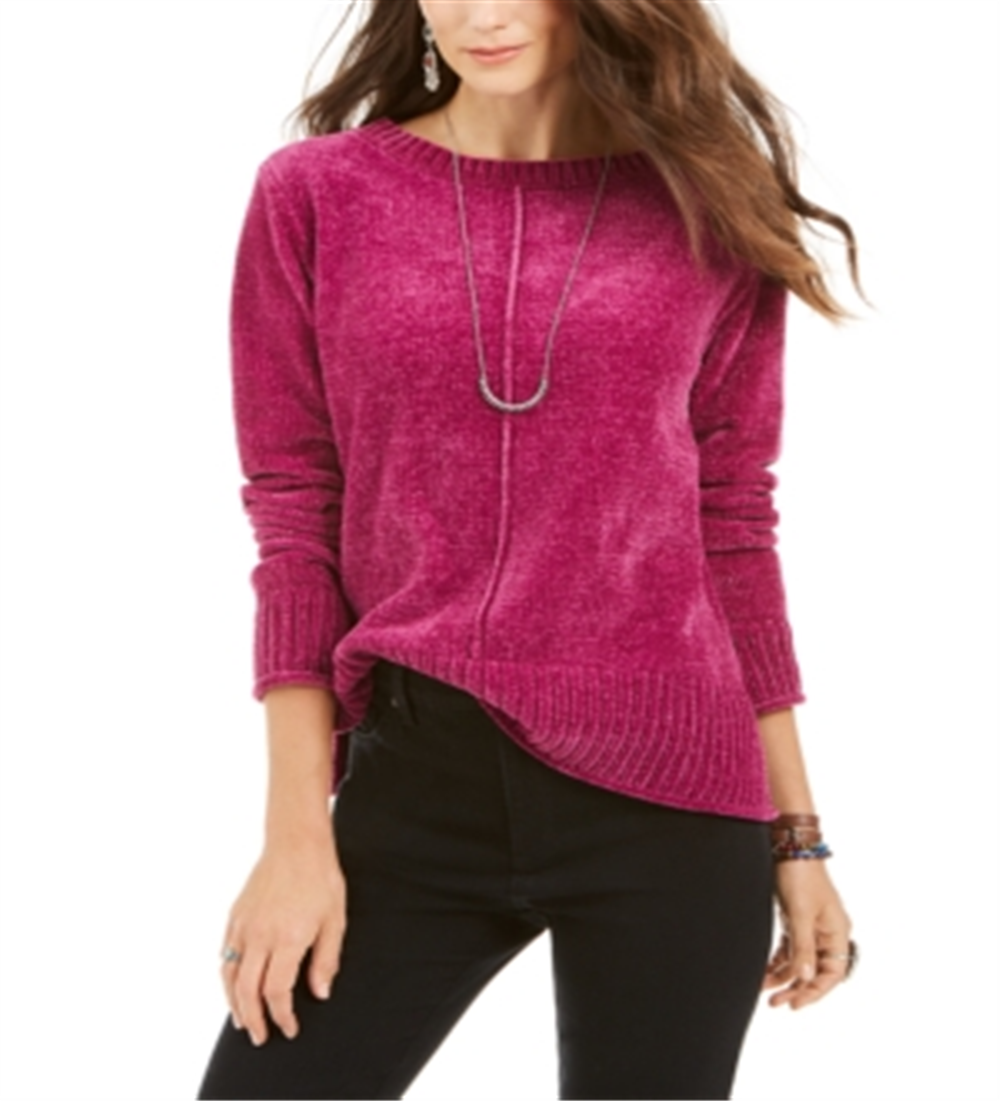Style & Co Women's Chenille Sweater Purple Size Petite L