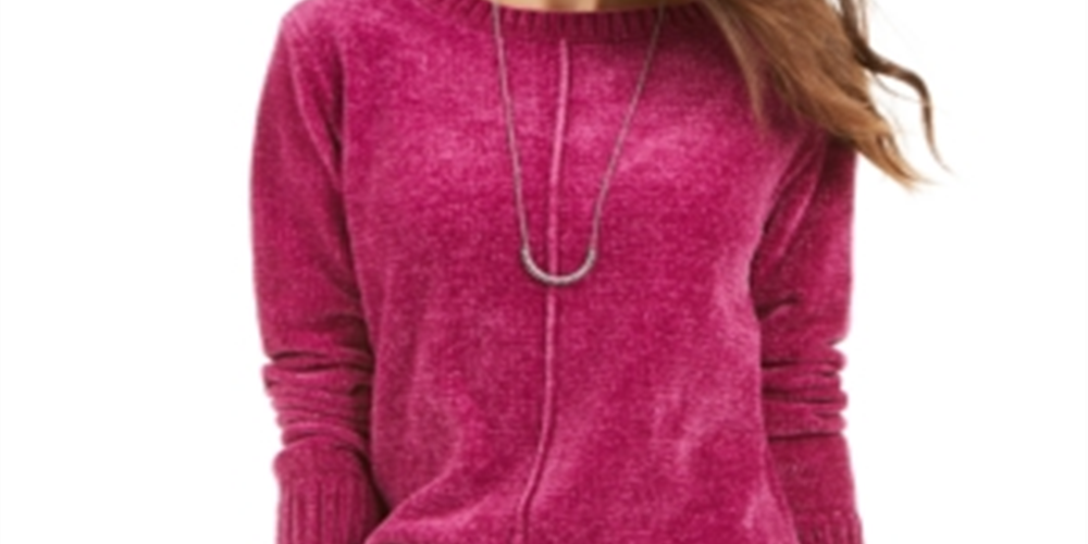 Style & Co Women's Chenille Sweater Purple Size Petite L