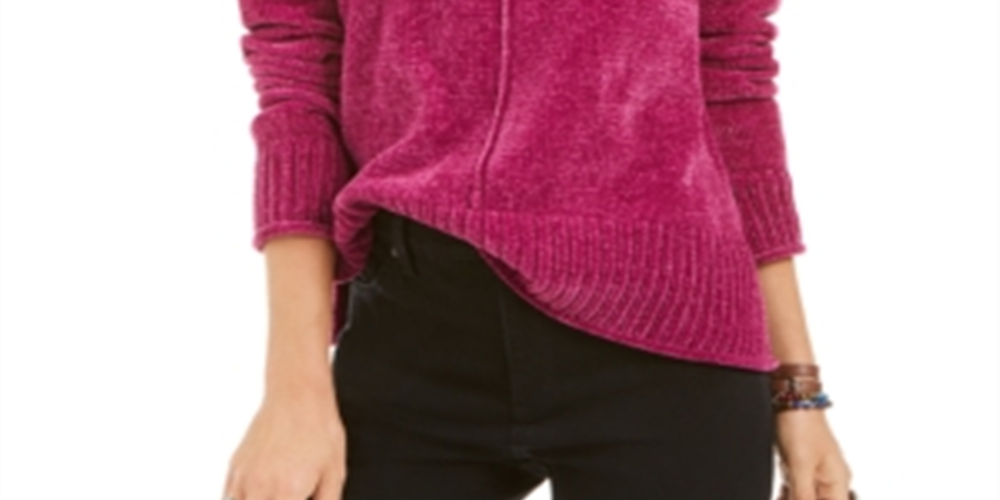 Style & Co Women's Chenille Sweater Purple Size Petite L