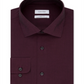Calvin Klein Men's Classic Fit Non Iron Performance Herringbone Spread Collar Dress Shirt Maroon Size 17.5-36/37