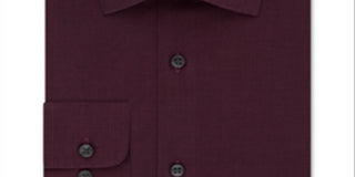 Calvin Klein Men's Classic Fit Non Iron Performance Herringbone Spread Collar Dress Shirt Maroon Size 17.5-36/37