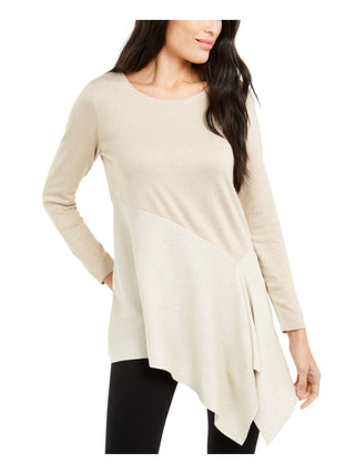 Alfani Women's Long Sleeve Boat Neck Top Brown Size Petite Small