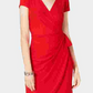 INC International Concepts Women's Cap Sleeve Faux Wrap Cocktail Dress Red Size Medium