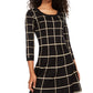 Sequin Hearts Junior's Grid Pattern Skater Dress Black Size X-Large