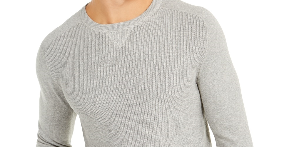 Club Room Men's Pima Cotton Crew Neck Sweater  Gray Size Small