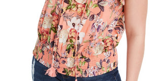 INC International Concepts Women's Cotton Lace Up Flutter Top Orange Size 3X