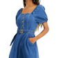 INC International Concepts Women's Smocked Denim Midi Dress Blue Size 2