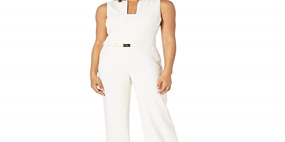 Ralph Lauren Women's Belted Crepe Jumpsuit Beige  Size 4