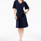 Charter Club Women's Belted A Line Dress Blue Size Petite Small
