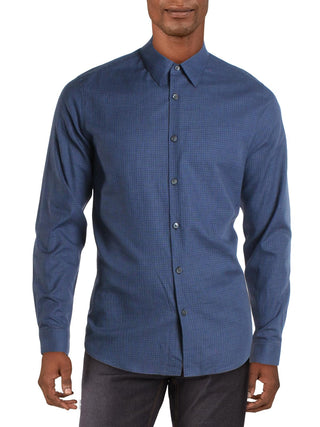 Theory Men's Irving Bridge Regular Fit Woven Button Down Shirt Blue Size Large