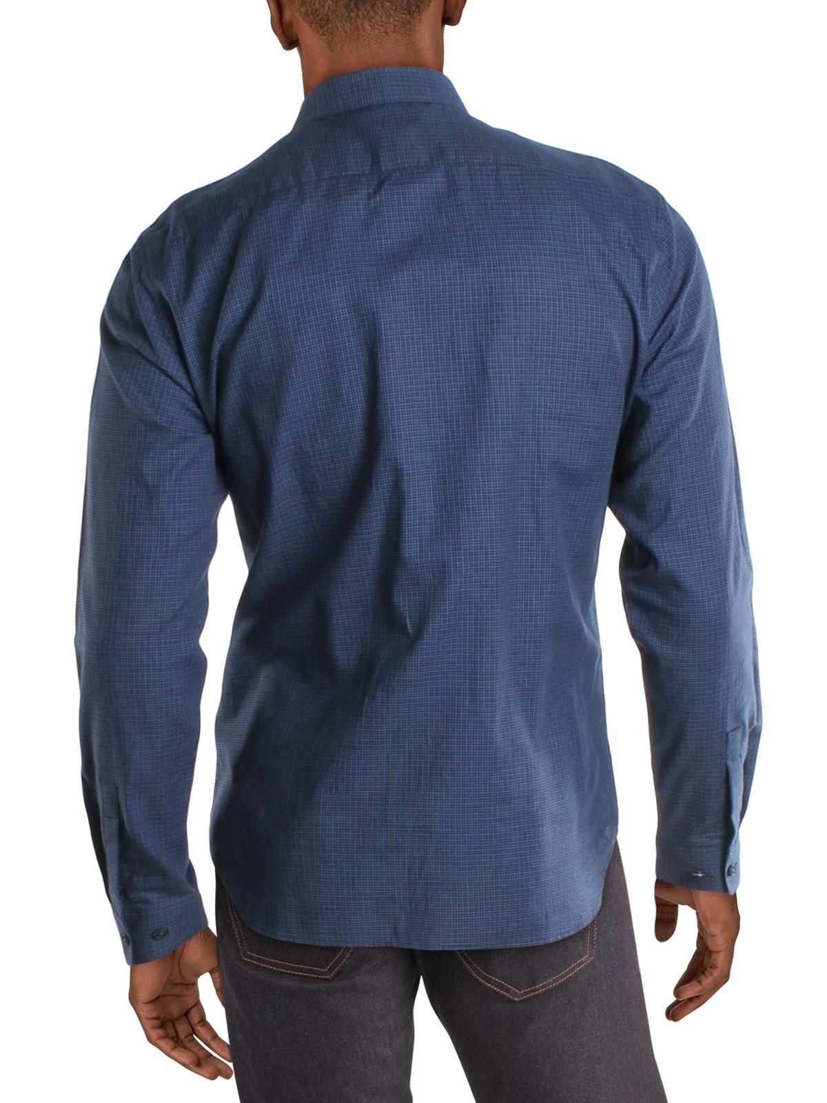 Theory Men's Irving Bridge Regular Fit Woven Button Down Shirt Blue Size Large