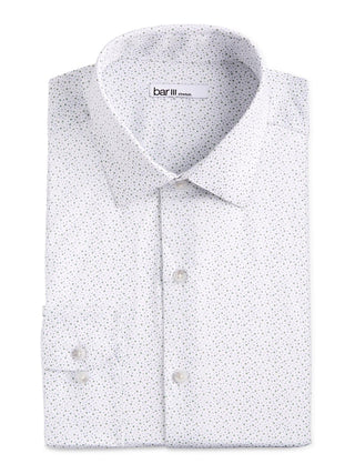 Bar III Men's Dot Print Button Down Dress Shirt White Size XL