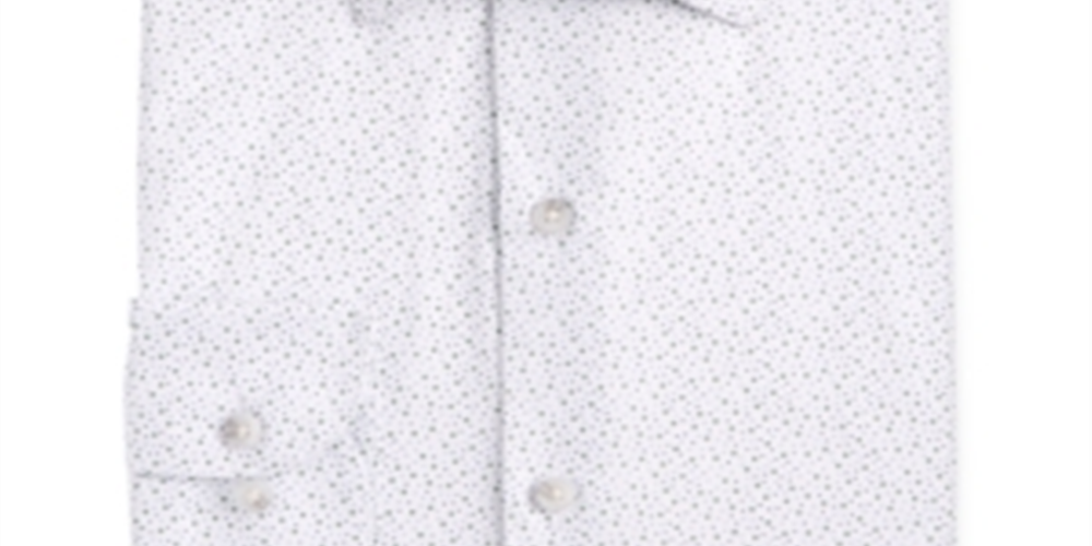 Bar III Men's Dot Print Button Down Dress Shirt White Size XL