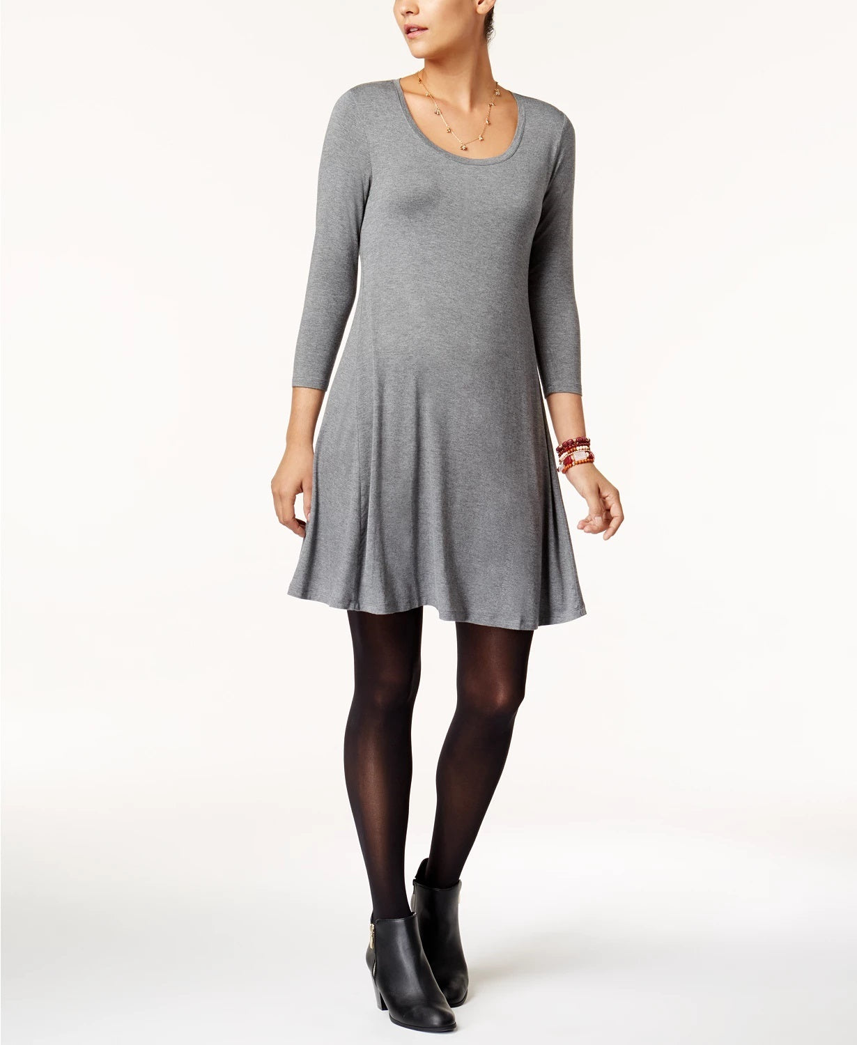 Style & Co Women's Swing Dress Gray Size Medium