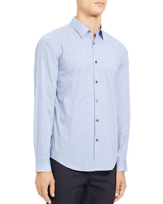 Men's Polka Dot Printed Button Shirt Blue Size L