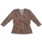 Charter Club Women's 3/4 Sleeve Crossover V Neck Blouse Brown Size Large