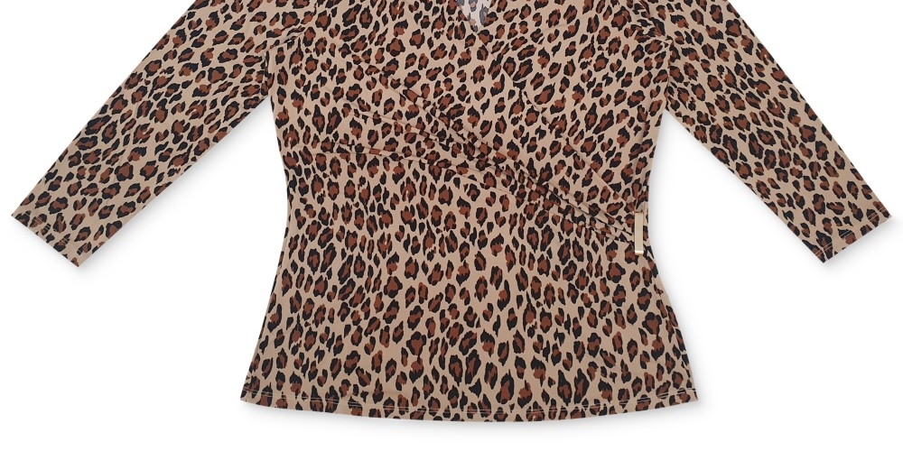 Charter Club Women's 3/4 Sleeve Crossover V Neck Blouse Brown Size Large