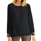 JM Collection Women's Beaded Smocked Cuff Top Black Size X-Large