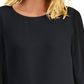 JM Collection Women's Beaded Smocked Cuff Top Black Size X-Large