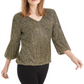 Alfani Women's Metallic Bubble Top Gold Size Petite XL