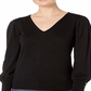 Ralph Lauren Women's Embellished Long Sleeve V Neck Sweater Black Size Medium