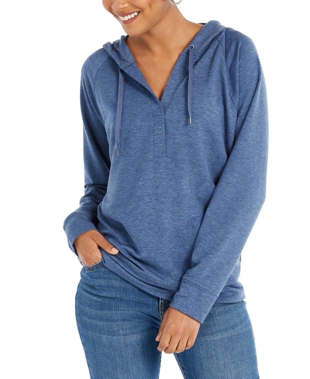 Style & Co Women's Long Sleeve Hoodie Blue Size X-Small