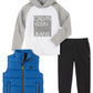 Calvin Klein Kid's Little Boys 3 Pc. Nylon Vest Logo Hoodie Fleece Pants Set Gray Size 6