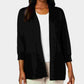 Karen Scott Women's 3/4 Sleeve Open Cardigan Sweater Black Size Small