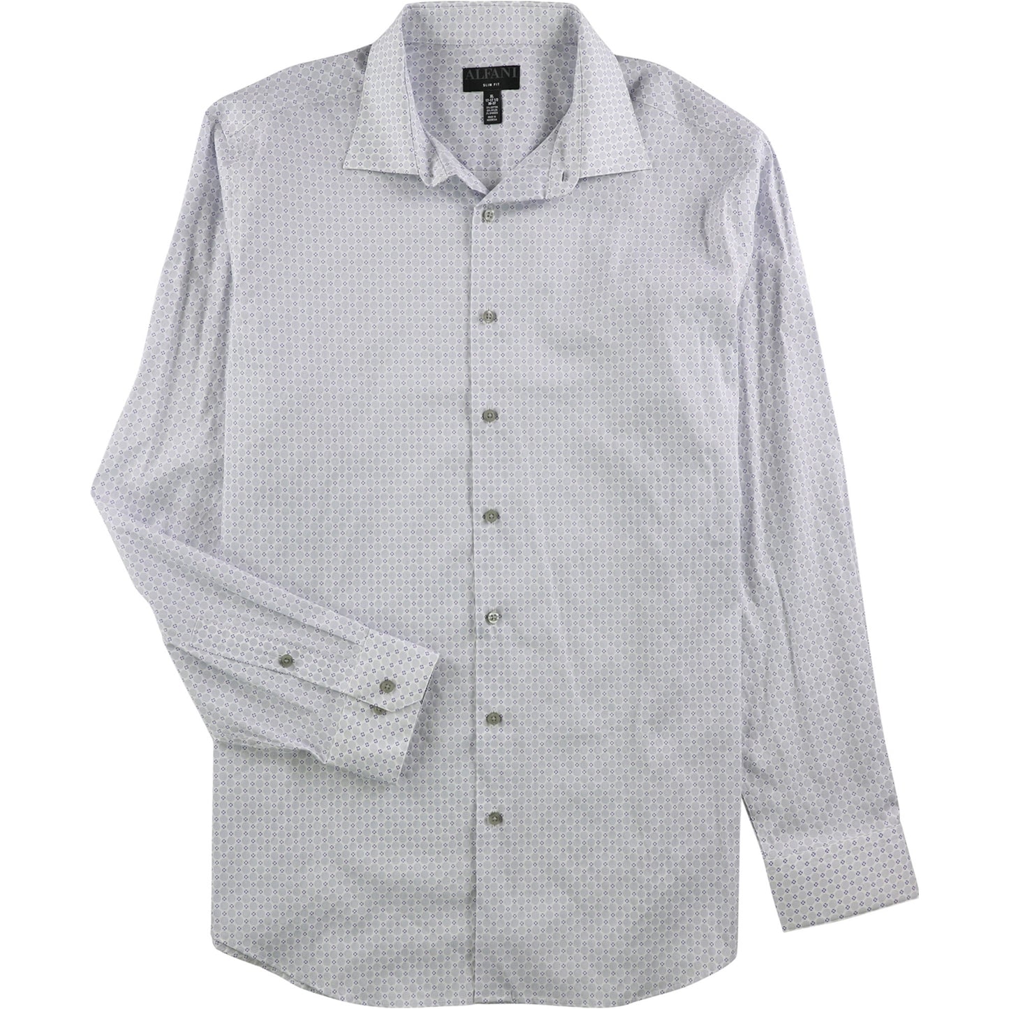 Alfani Men's Circle Geometric Button up Dress Shirt White Size 32-33