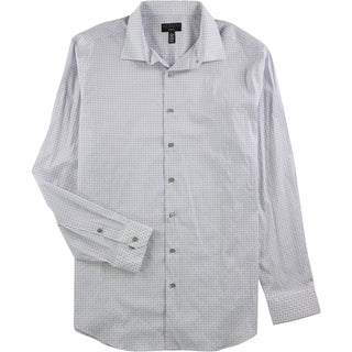 Alfani Men's Circle Geometric Button up Dress Shirt White Size 32-33