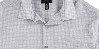 Alfani Men's Circle Geometric Button up Dress Shirt White Size 32-33