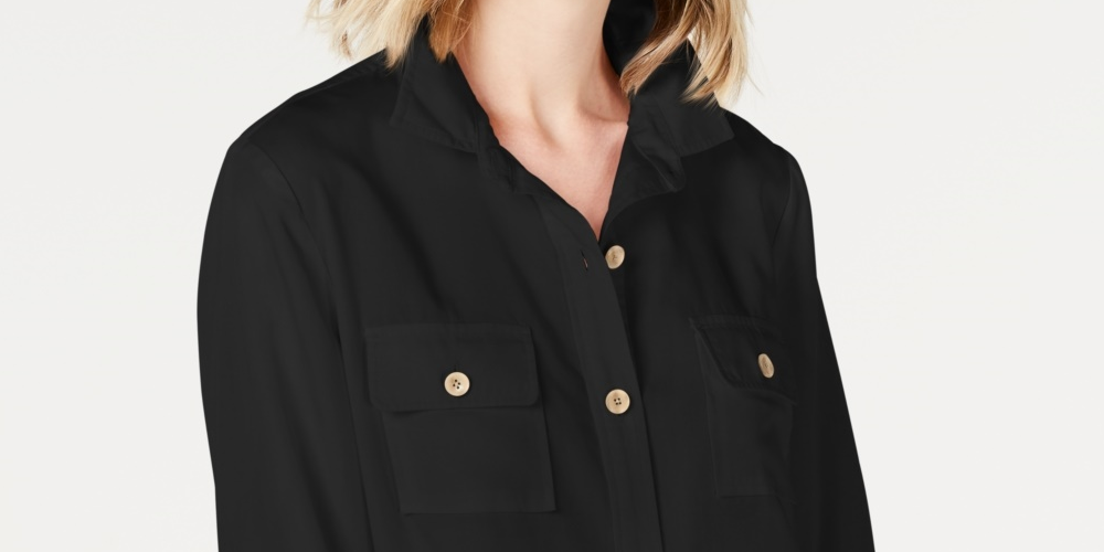 Charter Club Women's Utility Shirt Black Size Small